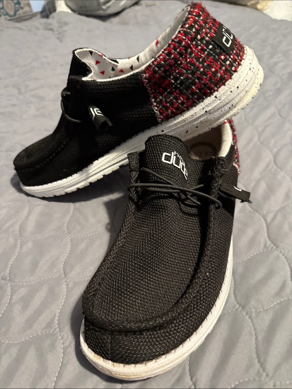 Hey Dude Black with Red Accent Lightweight Slip-On Loafers